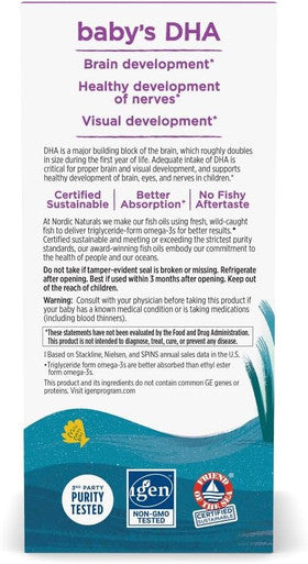 Nordic Naturals Baby's DHA, Unflavored - 4 oz - 1050 mg Omega-3 + 300 IU Vitamin D3 - Supports Brain, Vision & Nervous System Development in Babies - Non-GMO - Servings