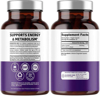 N1N Premium Saffron Extract Capsules 100 Pure Saffron Max Strength Natural Health Support for Men and Women Supports Eye Health Brain Function Heart Health Positive Mood 90 Veg Caps