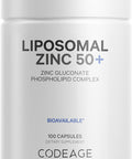 Codeage Liposomal Zinc Supplement 3 Month Supply One Per Day - 50 Mg Zinc Gluconate Vitamin Pills - Essential Mineral Supplements Zinc Plus Liposomal Delivery Matrix - Vegan Non-Gmo - 100 Capsules