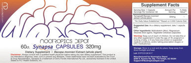 Synapsa Bacopa Monnieri Capsules 320mg 60 Count Whole Plant Extract Ayurveda Supplement Adaptogen Herb Clinically Proven to Enhance Learning Memory and Mental Performance