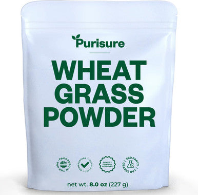 Purisure Wheatgrass Powder 8Oz Wheat Grass Powder Green Superfood For Salads Smoothie And Shakes Superfood Powder Rich In Immunity Vitamins Fiber And Minerals 76 Servings