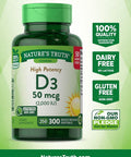 Nature's Truth Vitamin D3, 2,000 IU, Bonus, 250+50 Count