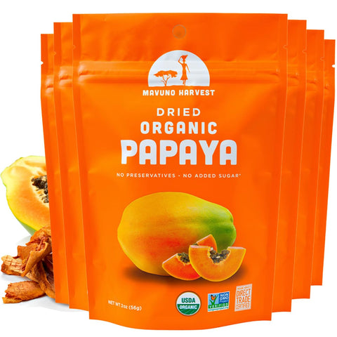 Mavuno Harvest Organic Dried Fruit Variety Pack | Dried Mango, Papaya, Pineapple, Banana, Jackfruit, & Tropical Mix | Healthy, Vegan, No Sugar Added, Non GMO Snacks for Kids & Adults | 2 Ounce, 6 Pack