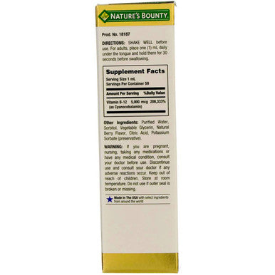 Nature's Bounty B-12 5000 Mcg Sublingual Liquid Energy Health 2 Oz ( Pack Of 4)