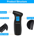 Haptique Breathalyzer With Lcd Digital Display Portable Tester For Alcohol Includes 12 Mouthpieces(Blue)