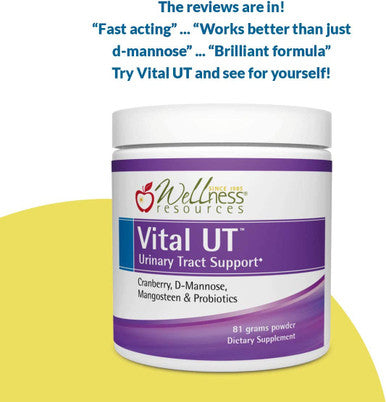 Vital UT Urinary Tract Supplement with Cranberry 36mg PACs dMannose Mangosteen and LactoSpore Probiotic 30 Servings Powder