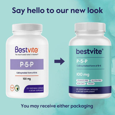 Bestvite P-5-P 100mg (120 Vegetarian Capsules) (CoEnzymated Form of B-6) - No Stearates - Vegan - Non GMO - Gluten - No Silicon Dioxide - No Gelatin
