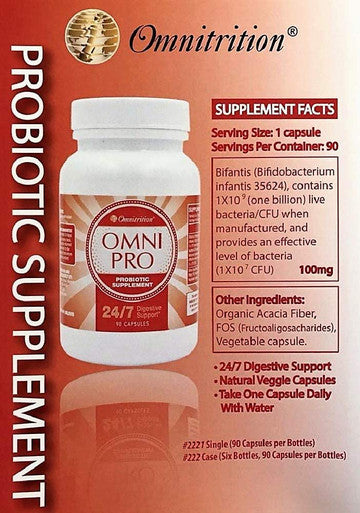 Omnitritions Omni Pro Probiotic Supplement 24/7 Digestive Support 90 Capsules