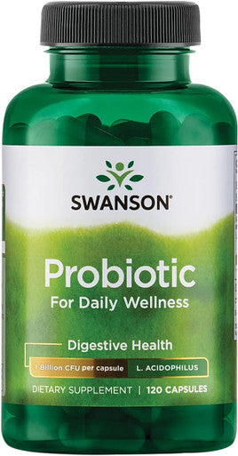 Swanson Probiotic - Digestive Health Supplement w/ 1 Billion CFU per Capsule - Natural Formula Supporting Bowel Regularity & Daily Wellness - (120 Capsules)