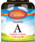 Carlson Vitamin A 25000 IU (7500 mcg RAE) with Pectin Vision Health Helps Night Vision Skin Health 300 Softgels