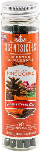 Scentsicles Spiced Pine Scented Ornaments with Hooks - 2 Bottles (12 Sticks Total)