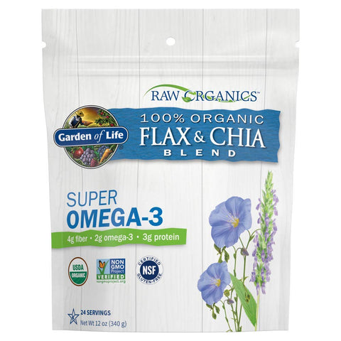 Garden of Life Raw Organics 100% Organic Ground Flax Seed & Chia Blend, Gluten Free Golden Flaxseed Meal plus Premium Black Chia Seeds, 24 Servings