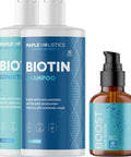Hair Growth And Thickening Set For Women And Men - Biotin Infused Shampoo, Conditioner, And Hair Thickening Serum With Castor And Rosemary Oil