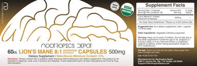 Lions Mane Mushroom Capsules 81 Whole Fruiting Body Dual Extract 500mg 60 Count Hericium erinaceus