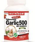 Odorless Garlic Extract 500 mg (50,000 mg Raw Equivalent) 100:1 Concentrate Ratio, 120 Softgels, Maintains Cardiovascular Health, Made in Canada by Nutridom
