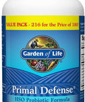 Garden of Life Whole Food Primal Defense HSO Probiotic Dietary Supplement for Digestive and Gut Health, 216 Vegetarian Caplets