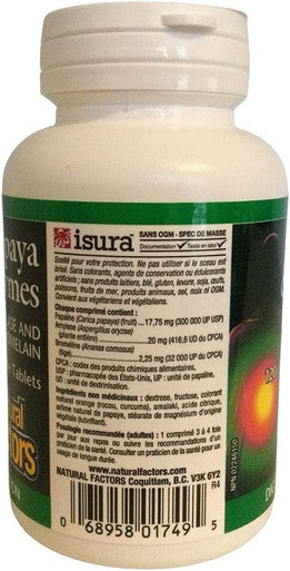 Natural Factors Papaya Enzymes Promotes Healthy Digestion 120 Chewable Tablets