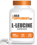 BulkSupplements L Leucine Capsules Leucine Supplements for Muscle Endurance BCAA Supplement Unflavored Capsules 1 Capsule 4 Month Supply (120 Capsules)