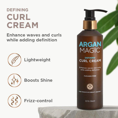 Argan Magic Defining Curl Cream - Enhances Waves & Curls While Adding Definition Conditions Detangles Reduces Frizz Enriched With Biotin Made In Usa Paraben (8.5 Oz / 250 Ml / 2 Pack)