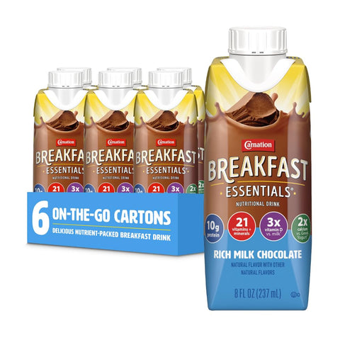 Carnation Breakfast Essentials Ready-to-Drink, Vanilla, 8 FL OZ, 6 pk | Classic French Vanilla