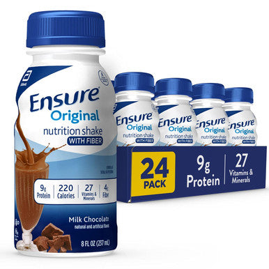 Ensure High Protein Nutritional Shake With Fiber 16G Protein Meal Replacement Shakes & Original Milk Chocolate Nutrition Shake With Fiber | Meal Replacement Shake | 24 Pack