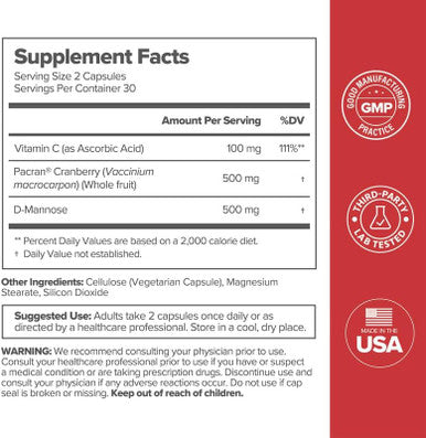 O Positiv URO Urinary Tract Health Supplement with Pacran Cranberry