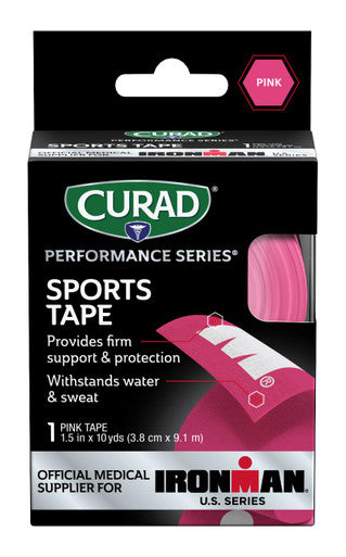 Curad CURIM5024H Performance Series Ironman Sport Tape Pink with White Ironman Logo 1.5" x 10 Yards Size