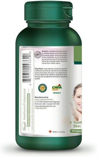VORST Salmon Collagen 200mg plus Vitamin C 90 Capsules | Type 1 & Type 3 Supplement for Anti Aging, Dull Skin, Hair, Nails, Joints, Bones | Includes 40mg of Vitamin C | 1 Bottle