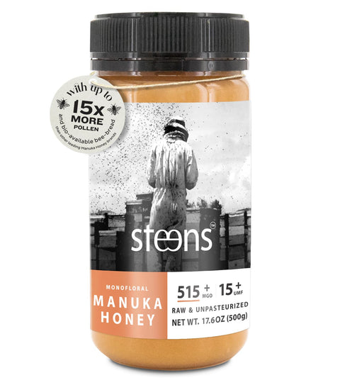 Steens Manuka Honey - MGO 515+ - Pure & Raw 100% Certified UMF 15+ Manuka Honey - Bottled and Sealed in New Zealand - 7.9 oz Jar