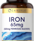 Iron Ferrous Sulfate 65 Mg | 400 Tablets | Non-Gmo, Gluten Free, And Vegetarian Supplement | High Potency | By Carlyle