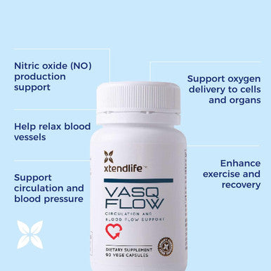 Xtendlife Vasqflow Circulation And Blood Flow Support - Nitric Oxide Supplement To Improve Nitric Oxide, Oxygen Flow, Healthy Blood Pressure & Immunity 100% Vegan, Non-Gmo (90 Count)