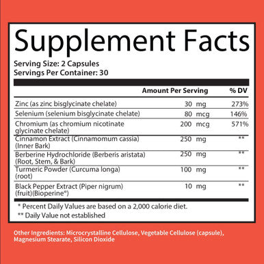 Blood Sugar Supplement Capsules by GoBiotix Vitamins Minerals Herbs with Berberine Cinnamon Chromium Support Metabolism Weight Management and Immune Function Vegan Dietary Blend 60 Pills