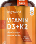 WeightWorld D3 Vitamin 4000 IU + K2 (MK7) 125mcg 240 Tablets Bones Muscle Immune Support and Calcium Absorption PlantBased Vegan Vitamin D3 K2 D3 and K2 Supplements Gluten Free NonGMO
