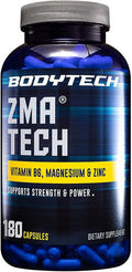 Bodytech Zma-Premium Zinc, Magnesium, And Vitamin B6 Supplement To Support Enhanced Muscle Recovery, Improved Sleep Quality, And Optimal Immune Health, Boosts Muscle Strength (180 Capsules)