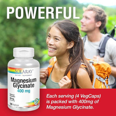 Magnesium Glycinate 400 mg (Pack of 2) Solaray 120 VCaps