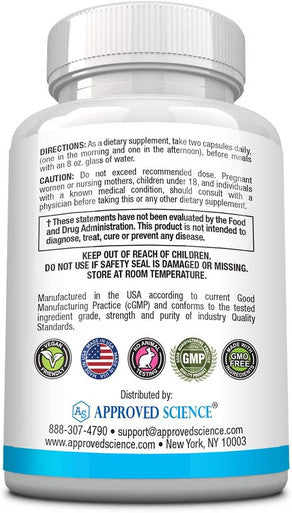 Approved Science Zosterex Shingles Support LLysine 1000 mg Vitamin B Blend Mushroom Blend 60 Capsules Vegan Made in The USA