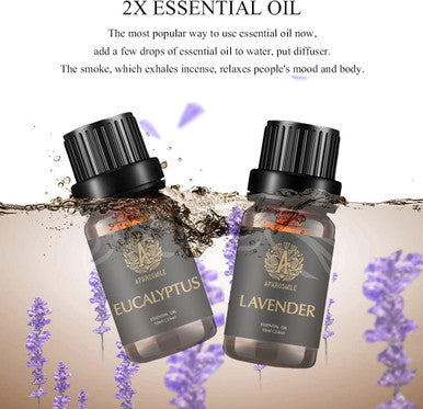 Aromatherapy Lavender Essential Oils Set, 100% Pure Eucalyptus Scent Essential Oils Set,2X10ml Therapeutic Grade Eucalyptus Aromatherapy Essential Oils Lavender Fragrance Kit for Diffuser, Humidifier