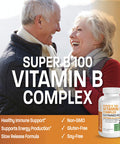 Bronson Vitamin B 100 Complex High Potency Sustained Release (Vitamin B1, B2, B3, B6, B9 - Folic , B12), 250 Tablets