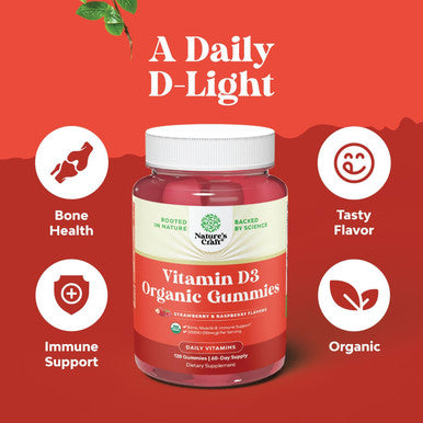 Natures Craft Organic Vitamin D Gummies for Adults - Daily Immune Support Gummies with Vegan Vitamin D3 2000IU - USDA Organic Vitamin D3 Gummies for Adults Wellness - Non GMO Gluten - 2 Month Supply
