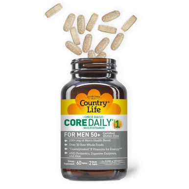 Country Life Core Daily-1 Multivitamin For Men 50+ Energy Support 60 Tablets 2 Month Supply Certified Gluten Free