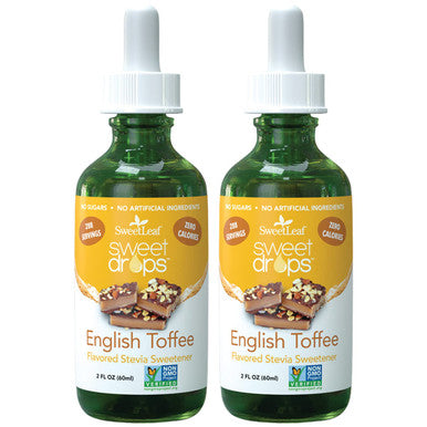 Sweetleaf Stevia Liquid Sweet Drops - English Toffee Flavored Drops Stevia Liquid Sweetener Zero-Calorie Sugar- Syrup Alternative for Keto Coffee Baking Shakes 2 Fl Oz (Pack of 2)