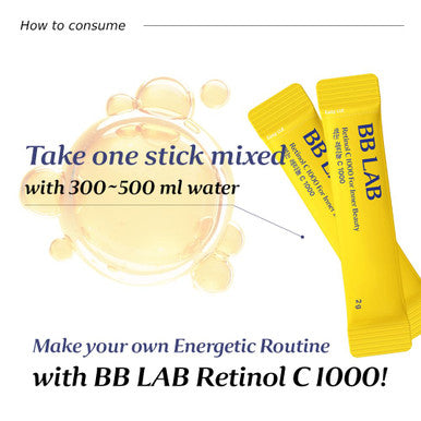 BB LAB Retinol C 1000 Powder Blend with Vitamin C Retinol Vitamin E B5 & Zinc for Radiant Skin Korea Inner Beauty Supplement for Healthy-Looking Skin