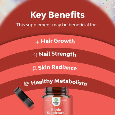 10000 mcg Pure Biotin Pills for Women Men - Stop Hair Loss Thinning Natural Supplement for Shiny Thick Hair Growth - Vegetarian Vitamin Capsules - Get Clear Skin Strong Nails by Natures Craft