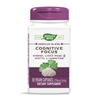 Nature's Way Cognitive Focus, with Gingko, Lion's Mane & Acetyl L-Carnitine, 270 mg per Serving, 30 Capsules