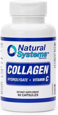 Natural Systems Collagen Plus Vitamin C By Natural Systems 60 Capsules - Collagen Hydrolysate And Vitamin C For Vital Hair And Skin - Collagen Supplements Women And Men - Hydrolyzed Collagen Peptides Powder Pills