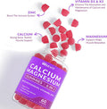 Sugar Calcium Gummies 600Mg W/Vitamin D3 K2, Potassium, Calcium Magnesium Zinc Gummies For Bone, Muscle & Immune, Algae Calcium Magnesium 2:1 Ratio Calcium Supplement For Women & Men - Vegan
