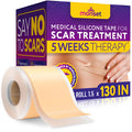Silicone Scar Tape For Surgical Scars, Keloid, C-Section And More - Silicone Scar Sheets 130 X 1.5 Inch - Effective Scar Treatment And Scar Removal For Face And Body - Silicone Tape For Scars