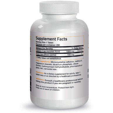 Bronson Vitamin C 1000 Mg With Rose Hips Sustained Release, 250 Tablets