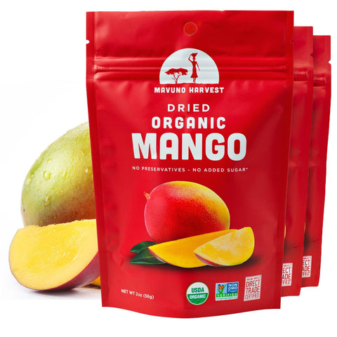 Mavuno Harvest Organic Dried Fruit Variety Pack | Dried Mango, Papaya, Pineapple, Banana, Jackfruit, & Tropical Mix | Healthy, Vegan, No Sugar Added, Non GMO Snacks for Kids & Adults | 2 Ounce, 6 Pack