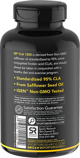 Max Potency CLA 1250 180 Softgels with 95 Active Conjugated Linoleic Acid Weight Management Supplement for Men and Women NonGMO Soy Gluten